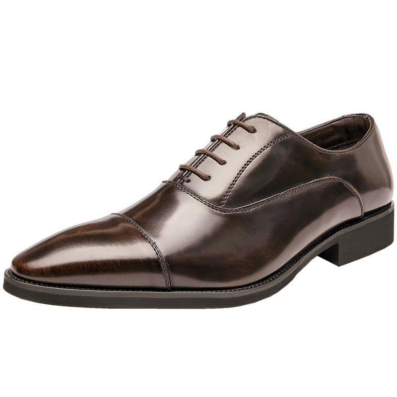 Patent Leather Three-joint Oxford Shoes Pointed Business Men's Soft Bottom