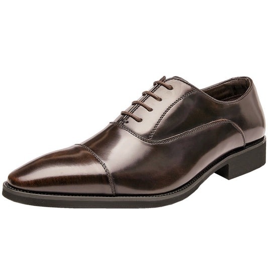 Patent Leather Three-joint Oxford Shoes Pointed Business Men's Soft Bottom