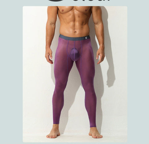 Men's Ultra-Thin Sexy Ice Silk Leggings